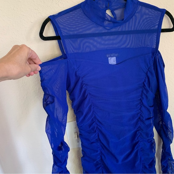 Mesh Cold Shoulder Bodycon Dress - Picture 9 of 16